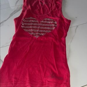 Guess Red Tank Top with Heart Design